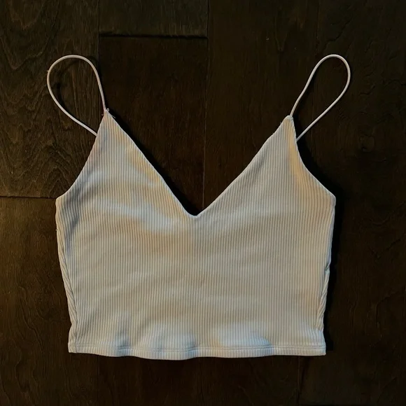 White Ribbed Cropped Tank Top - Picture 5 of 8